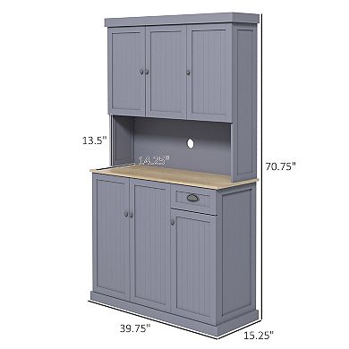 71" Modern Freestanding Kitchen Pantry Cabinet With Adjustable Shelves & Drawer