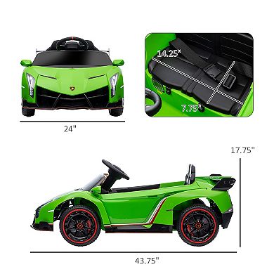 Lamborghini Veneno Licensed Kids Ride On Car W/ Bluetooth, Green