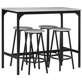 Homcom 5 pc Bar Table And Chairs Set With Metal Frame For Dining Room