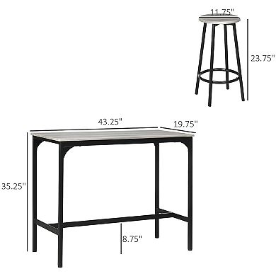 Homcom 5-piece Bar Table And Chairs Set With Metal Frame For Dining Room