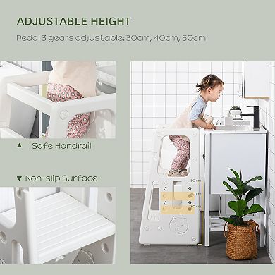 Toddler Tower With Adjustable Platform, Toddler Kitchen Step Stool Helper