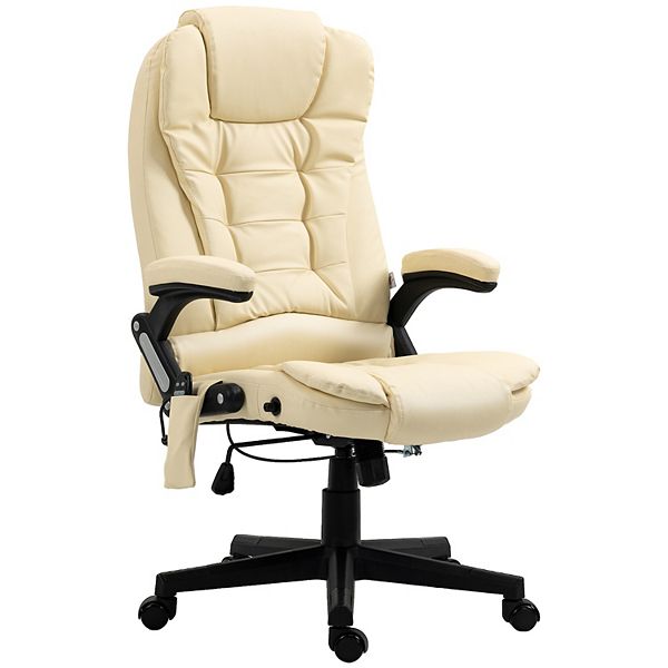Homcom High-back Vibration Massage Chair, Heating Office Chair - Beige