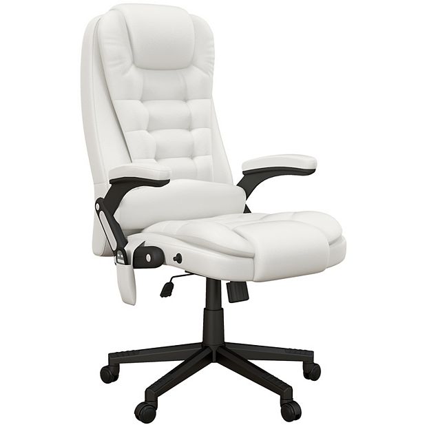 HOMCOM Heated Massage Office Chair - 6 Vibration Points, White