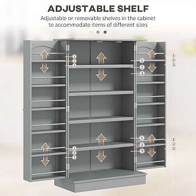 Homcom Kitchen Pantry Storage Cabinet W/ 5-tier Shelving, 12 Spice Racks