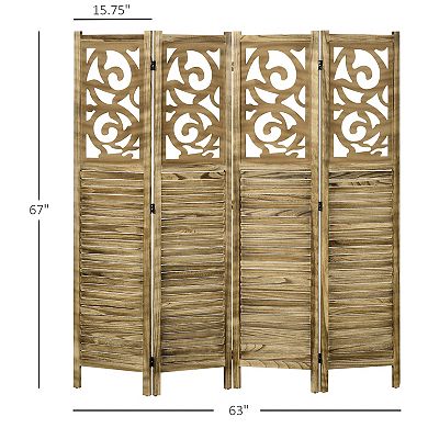 Homcom 4 Panel Room Divider 5.5 Ft Tall Portable Indoor Folding Privacy Brown