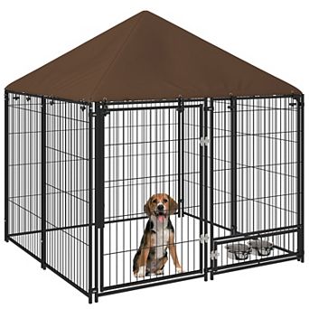 Pawhut Outside Dog Kennel, 4.6' X 4.6' X 5' Puppy Play Pen Black
