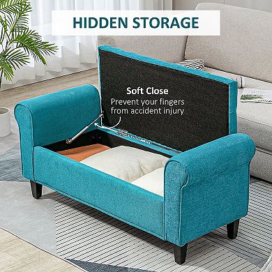Homcom 50 Inches Button Tufted Storage Ottoman Bench End Of Bed Bench