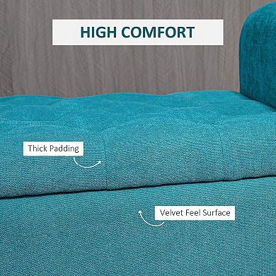 Homcom 50 Inches Button Tufted Storage Ottoman Bench End Of Bed Bench
