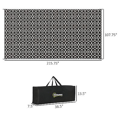 Outsunny Outdoor Rug & Bag, 9ft x 18' Plastic Rug Clover
