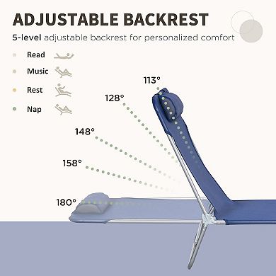 Outsunny 2-piece Folding Chaise Lounge, Reclining Pool Chairs