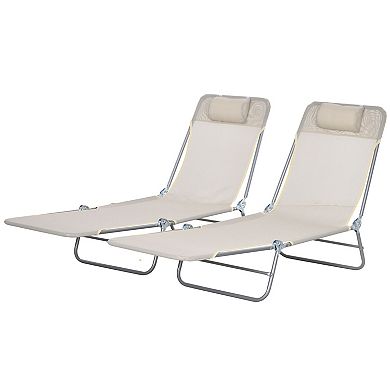 Outsunny 2-piece Folding Chaise Lounge, Reclining Pool Chairs