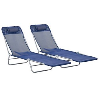 Outsunny 2 pc Folding Chaise Lounge, Reclining Pool Chairs