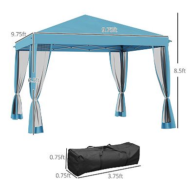 10' X 10' Pop-up Canopy Party Tent Gazebo Canopies Uv Protect W/ Mesh Wall