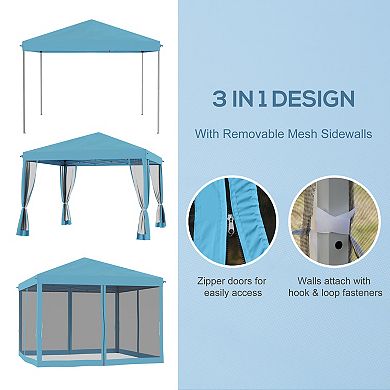 10' X 10' Pop-up Canopy Party Tent Gazebo Canopies Uv Protect W/ Mesh Wall