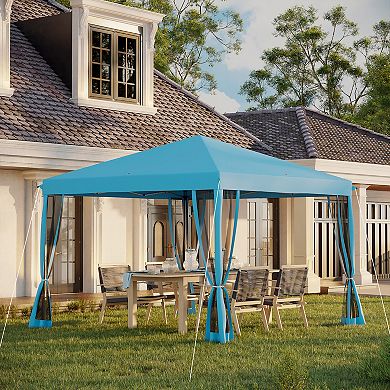 10' X 10' Pop-up Canopy Party Tent Gazebo Canopies Uv Protect W/ Mesh Wall