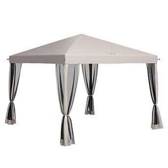 Outsunny 10ft x 10' Pop Up Canopy with 4 Removable Sidewalls