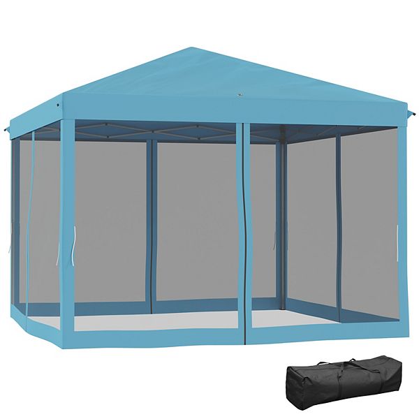 10' X 10' Pop-up Canopy Party Tent Gazebo Canopies Uv Protect W/ Mesh Wall - Light Blue