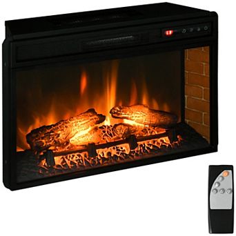 27" 1400w Electric Fireplace Log Insert Recessed Heater W/ Adjustable Brightness