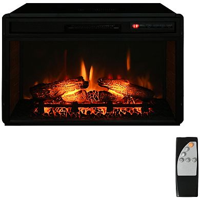 27" 1400w Electric Fireplace Log Insert Recessed Heater W/ Adjustable Brightness