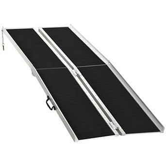 Folding Aluminum Wheelchair Ramp Portable Mobility Scooter Carrier, 8 ft. long