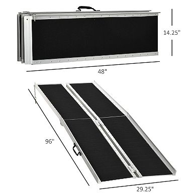HOMCOM Portable Wheelchair Ramp for Home, Threshold Handicap Ramp 8ft
