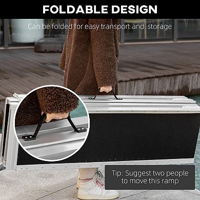 HOMCOM Portable Wheelchair Ramp for Home, Threshold Handicap Ramp 8ft