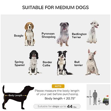 Dog Bike Trailer With Suspension, Hitch, Storage Pockets, For Medium Dogs