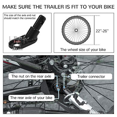 Dog Bike Trailer With Suspension, Hitch, Storage Pockets, For Medium Dogs