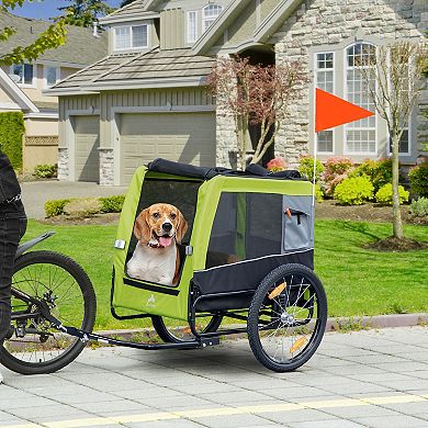 Dog Bike Trailer With Suspension, Hitch, Storage Pockets, For Medium Dogs