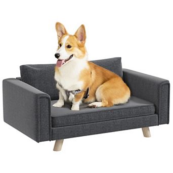 Pawhut Raised Dog Sofa For Small And Medium Dogs, Elevated Pet Sofa, Gray