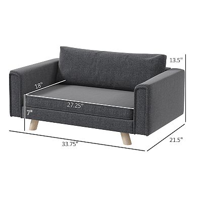 Pawhut Raised Dog Sofa For Small And Medium Dogs, Elevated Pet Sofa, Gray