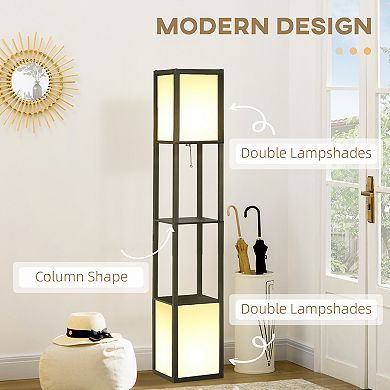Homcom Modern Floor Lamp W/ 2 Light, Standing Lamp For Living Room