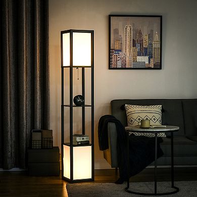 Homcom Modern Floor Lamp W/ 2 Light, Standing Lamp For Living Room