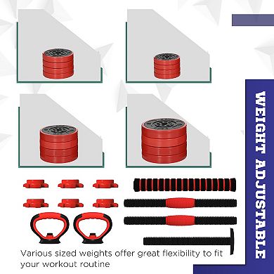 Soozier 66LBS Dumbbells Set Used as Barbell, Kettlebell, Push up Stand