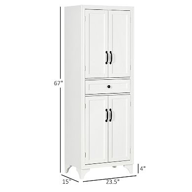 Homcom 67" 4-door Kitchen Pantry With Drawer And Adjustable Shelves