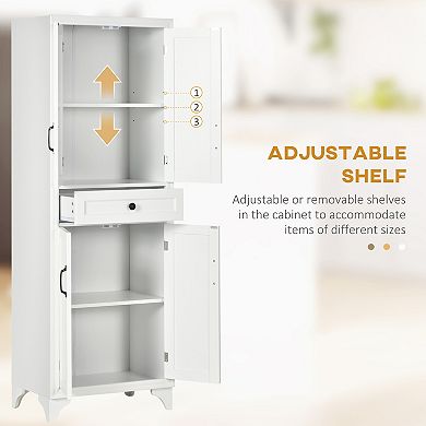 Homcom 67" 4-door Kitchen Pantry With Drawer And Adjustable Shelves
