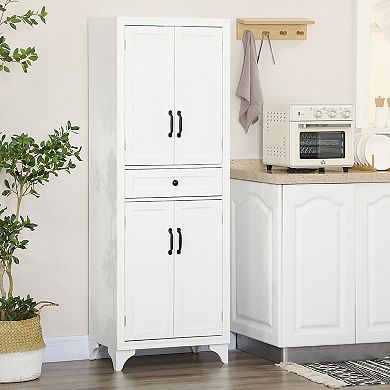 Homcom 67" 4-door Kitchen Pantry With Drawer And Adjustable Shelves