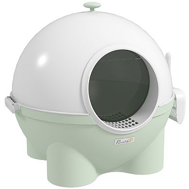 Pawhut Hooded Cat Litter Box W/ Scoop, Leaking Sand Pedal