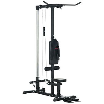 Soozier Cable Machine Lat Pull Down Machines with Flip-Up Footplate