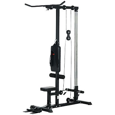 Soozier Cable Machine Lat Pull Down Machines with Flip-Up Footplate