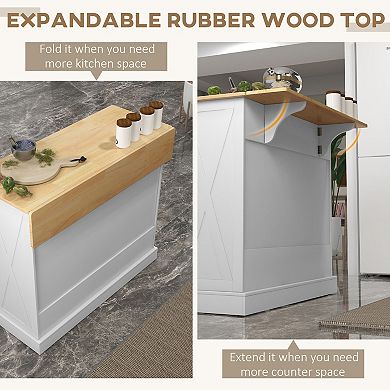 Homcom Kitchen Island With Drop Leaf Kitchen Cart With Storage