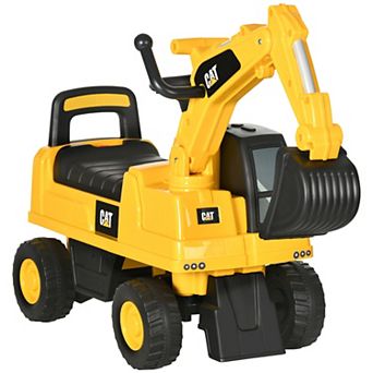 Aosom CAT Licensed Excavator Ride-on Toy for Kids w/ Manual Shovel