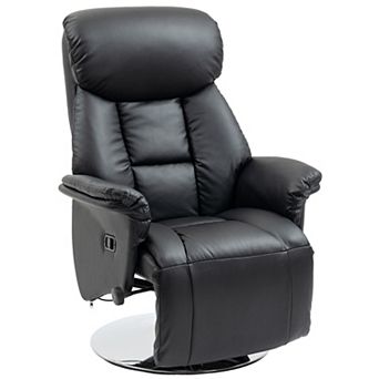 Homcom Adjustable Swivel Recliner Chair With Footrest Padded Arms