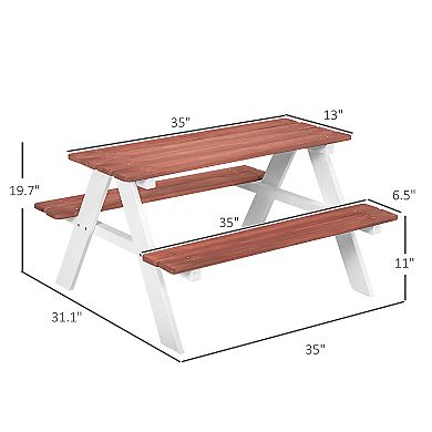 Outsunny Kids Picnic Table Set For Garden, Backyard, Aged 3-8 Years Old