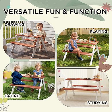 Outsunny Kids Picnic Table Set For Garden, Backyard, Aged 3-8 Years Old