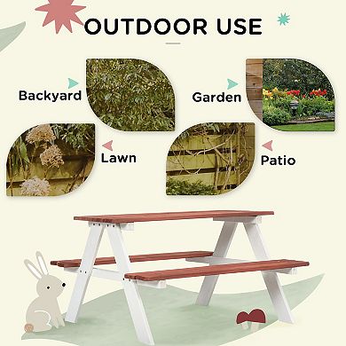 Outsunny Kids Picnic Table Set For Garden, Backyard, Aged 3-8 Years Old