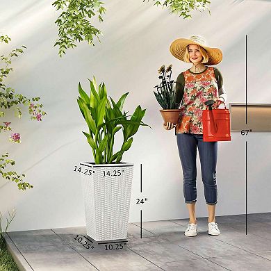 Outsunny Set of 3 Tall Planters, Indoor and Outdoor Flower Pot Set