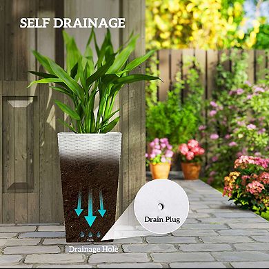 Outsunny Set of 3 Tall Planters, Indoor and Outdoor Flower Pot Set