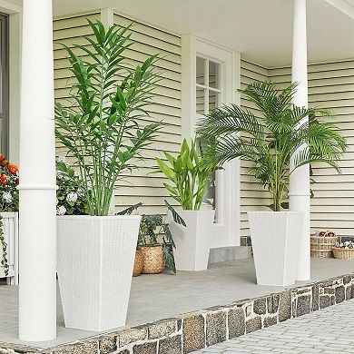 Outsunny Set of 3 Tall Planters, Indoor and Outdoor Flower Pot Set