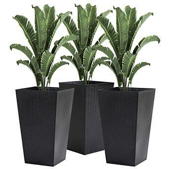 Outsunny Set of 3 Tall Planters, Indoor and Outdoor Flower Pot Set